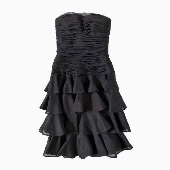 A.J. Bari Dresses & Skirts - Vintage A.J. Bari Black Silk Tiered Dress Sz 4 Structured Ruffled Y2K Whimsigoth